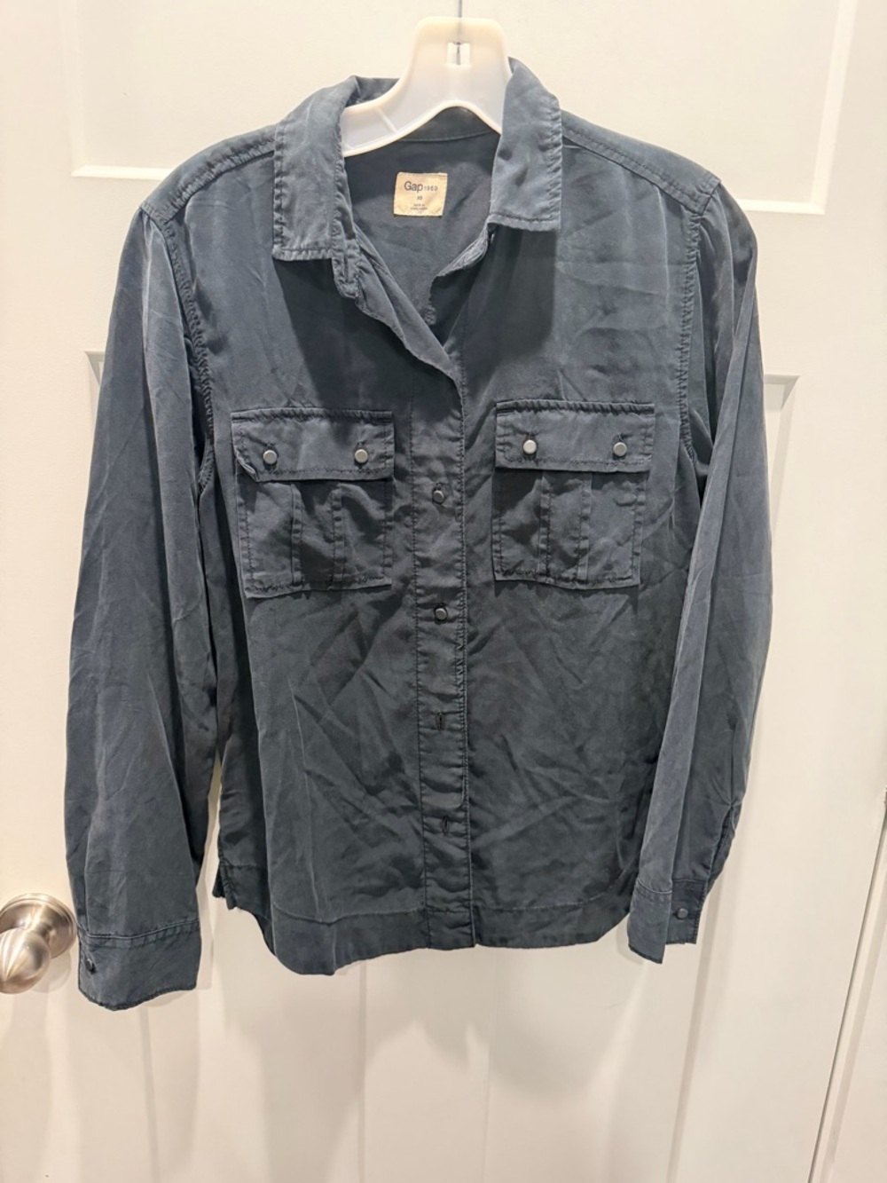 Gap 1969 Utility Shirt XS Black Button Up Military Style Jacket Top